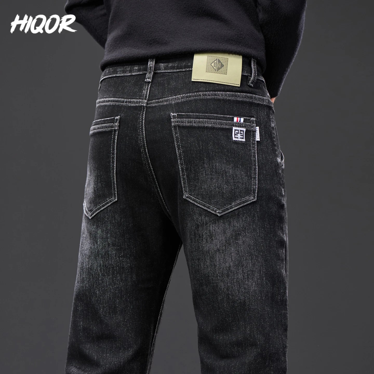 HIQOR New In Korean Men's Casual Long Jeans Classic Man Straight Denim Wide-leg Pants Solid Baggy Trousers Fashion Business Jean