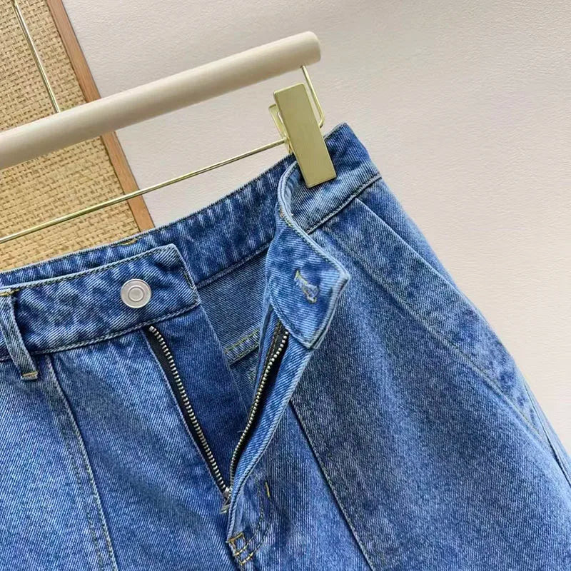 Women's jeans New low rise slim fit straight leg pants for summer 2026 pure cotton wide leg pants Multi pocket women's pants y2k