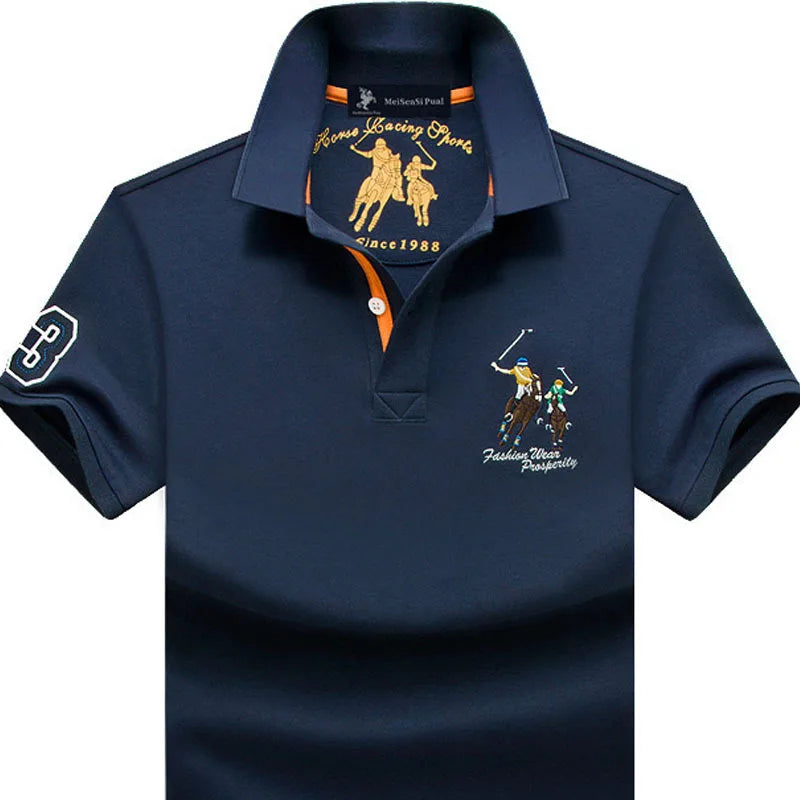 Fashion Polo T Shirt Man Cotton Big Size Polo Shirt Men Casual Embroidery Lapel Button Shirt Short Sleeve High Quality Male Red