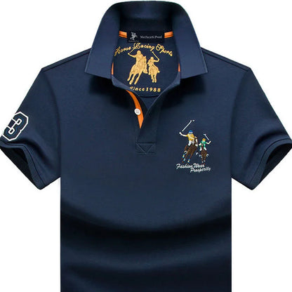 Fashion Polo T Shirt Man Cotton Big Size Polo Shirt Men Casual Embroidery Lapel Button Shirt Short Sleeve High Quality Male Red