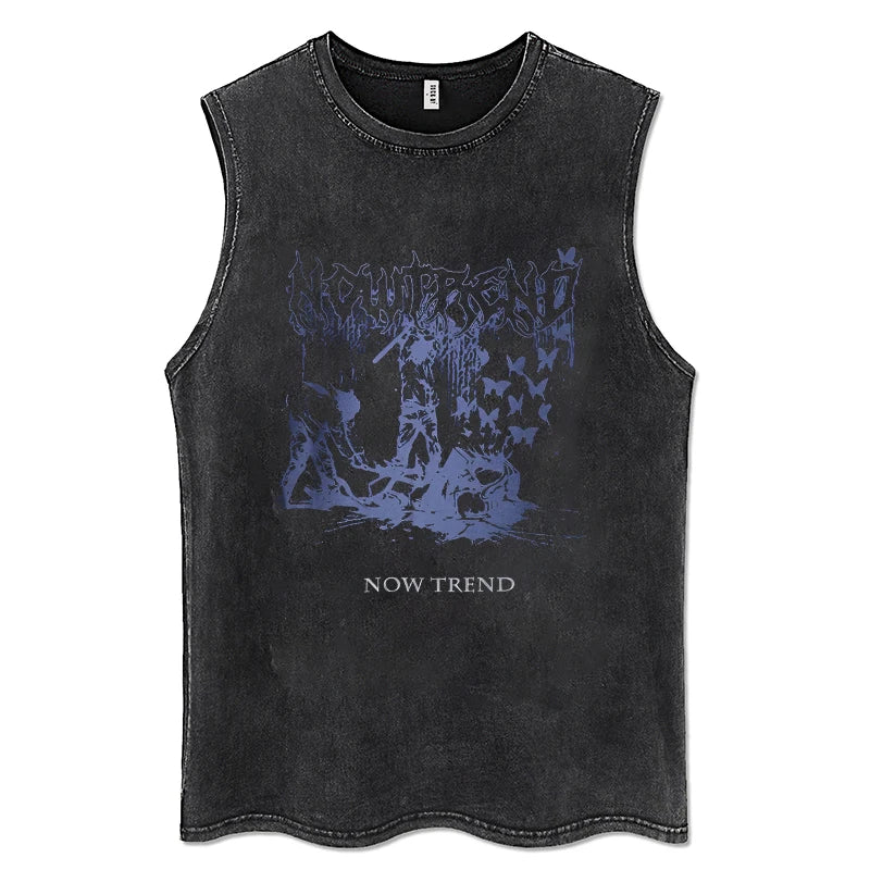 Y2K Tanks Tops for Men Women 100% Cotton Vintage Black Men's Clothing Hip Hop Punk Rock Sleeveless Tshirts Gothic Vests