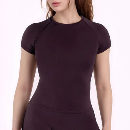 Impact Short Sleeve Top for Women Gym Crop Top Light Weight Seamless Yoga Top Workout T Shirt Longline Stretchy Sports Shirts