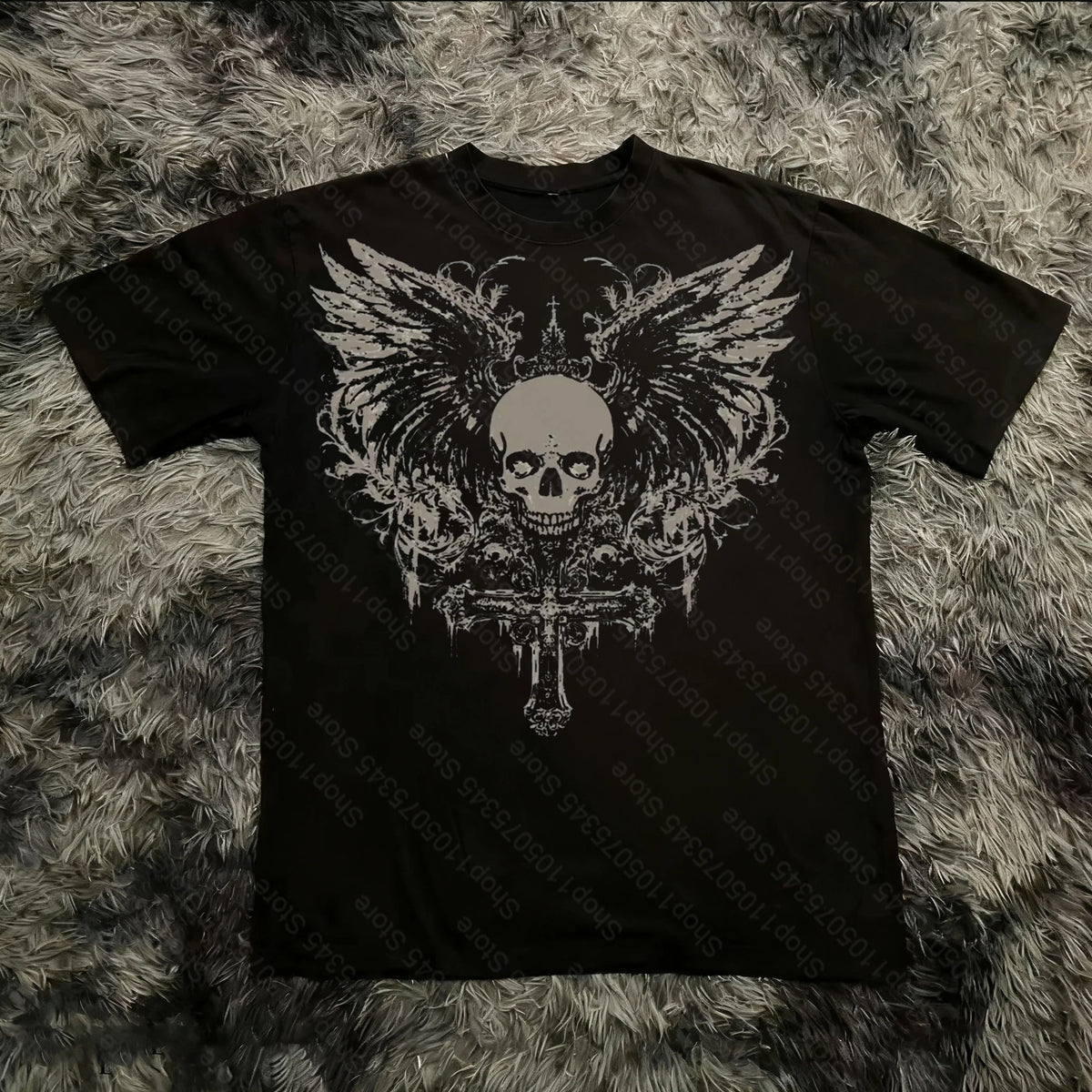 Retro Classic Gothic Style T-shirt Print Oversized Shirt High Street Shirts Gothic Round Neck Cotton Tops New Mens Women T Shirt