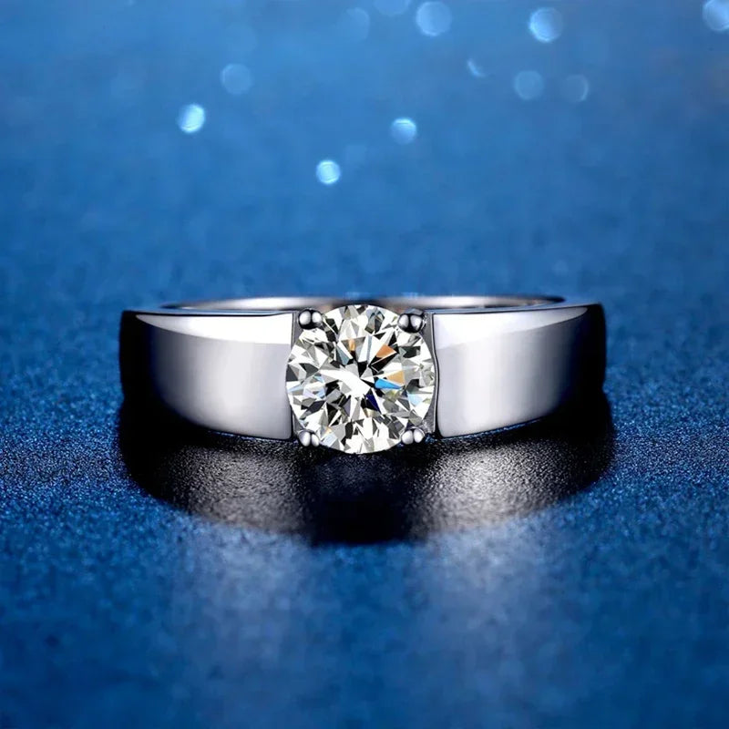 NeeTim 1ct 2ct D Moissanite Wedding Band Men Ring 925 Sterling Silver Engagement Rings For Man With Certificate Fine Jewelry