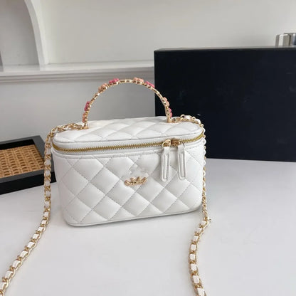 Channeled Bag Women designer makeup bag High Quality Sheepskin Diamond Lattice Handle Vanity Box Tote Bags Crossbody Shoulder Co