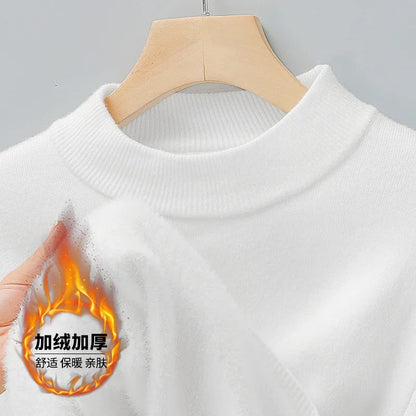 Half Turtleneck Knitwear Sweater New Autumn/Winter Mock Neck Sweatshirts Solid Color Pullovers Man Brand Casual Mens Clothing