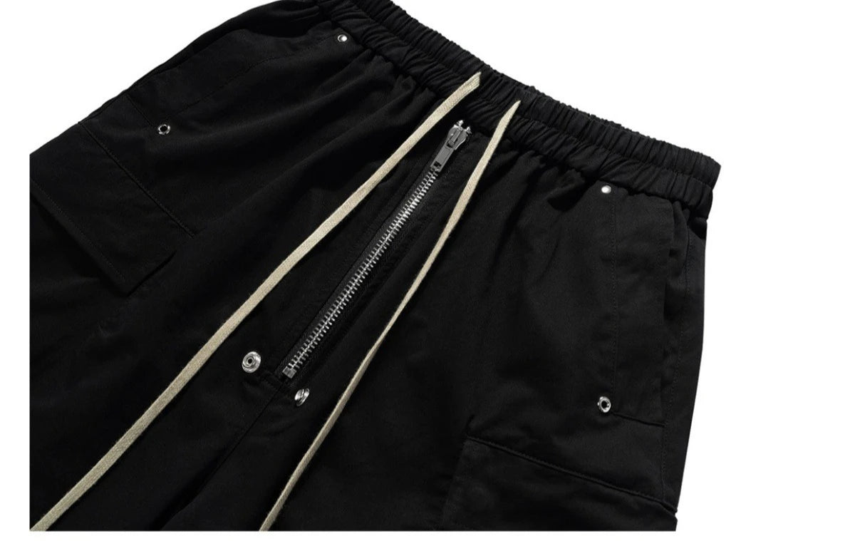 2025 Dark RO Style Drawstring Multi-pocket Tooling Shorts Men's Niche Casual Loose Straight Five-point Pants