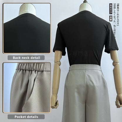 HOLOUN Jujutsu JJK Manga Anime Fushiguro Toji Cosplay Costume Wig T-shirt Pants Rose Net Halloween
