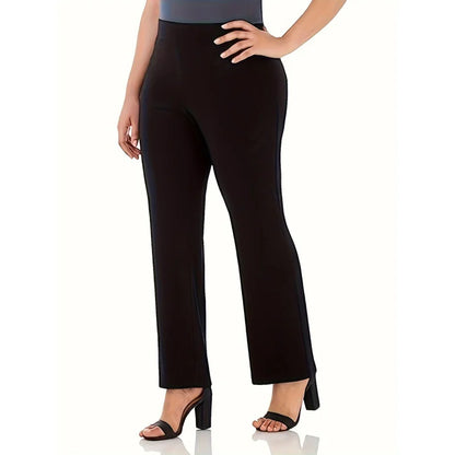 2026 Women's Plus Size Elastic Waist Straight Pants Slim Look
