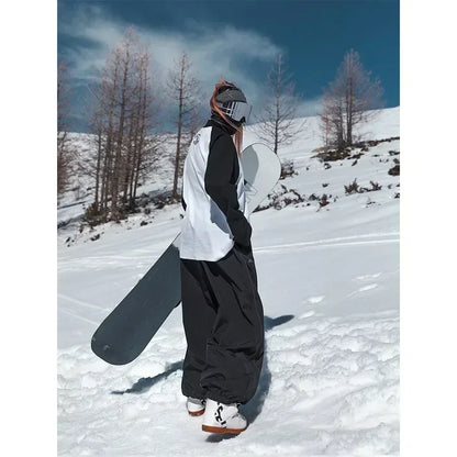 Fashion Single Board Ski Pants Casual Track High Waist Wide Pants Waterproof Wear Resistant Professional Double Board Ski Pants