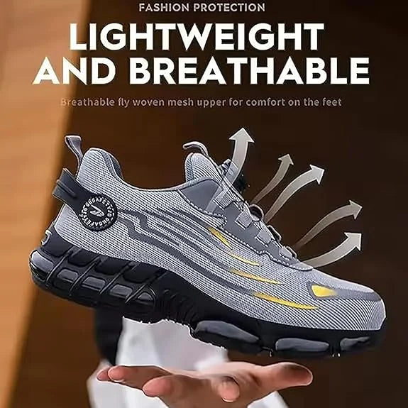 New Work Safety Shoes 36-48 Size for Women Men,Mens Steel Toe Sneakers Waterproof,Lightweight Breathable Antiskid Boots Men Work