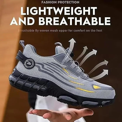 New Work Safety Shoes 36-48 Size for Women Men,Mens Steel Toe Sneakers Waterproof,Lightweight Breathable Antiskid Boots Men Work