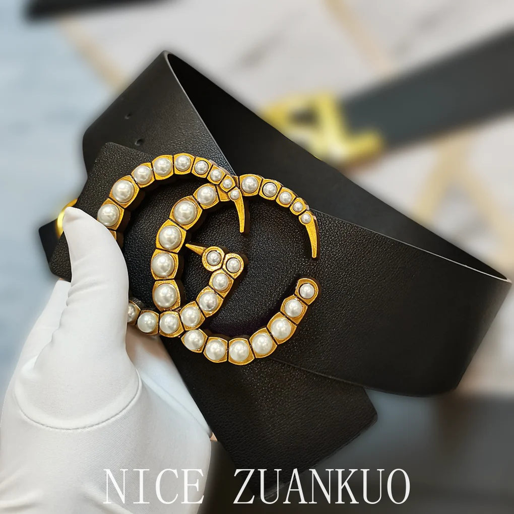 Women's Genuine Leather Belt, 26SS Italian High-end Women's Belt, with Large Logo, Fashionable and Versatile Ultra-wide Belt, 7 Cm Trendy Personalized Design,