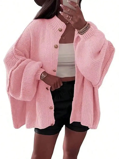 Womens Oversized Loose Fall Sweater Cardigans Long Lantern Sleeve Button Down Chunky Knit Coats