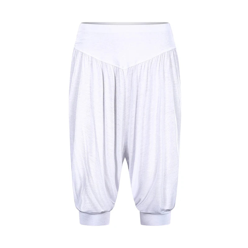 Summer Women Capri Pants Elastic Casual Loose High Waist Bloomers Joggers Sports Fitness Yoga Sweatpants Trousers