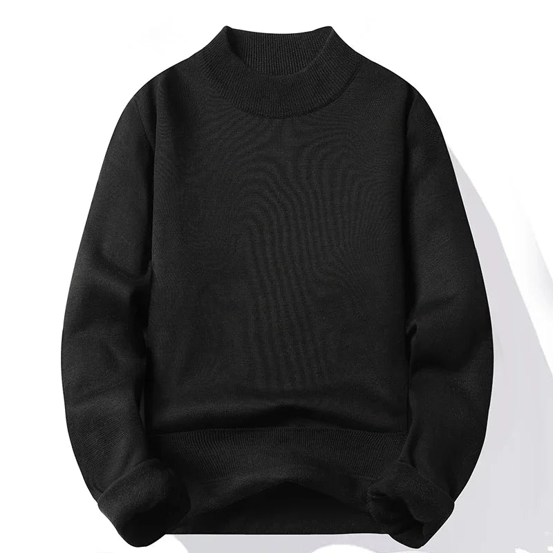 Half Turtleneck Knitwear Sweater New Autumn/Winter Mock Neck Sweatshirts Solid Color Pullovers Man Brand Casual Mens Clothing