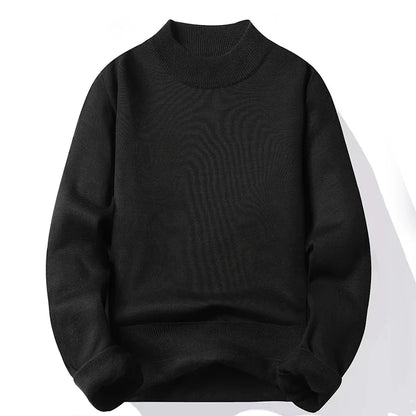 Half Turtleneck Knitwear Sweater New Autumn/Winter Mock Neck Sweatshirts Solid Color Pullovers Man Brand Casual Mens Clothing