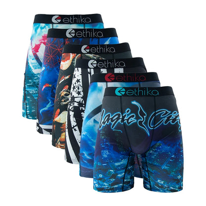 ETHIKA 6Pcs Men Underwear Boxer Breathable Mesh Crotch Man Underpants