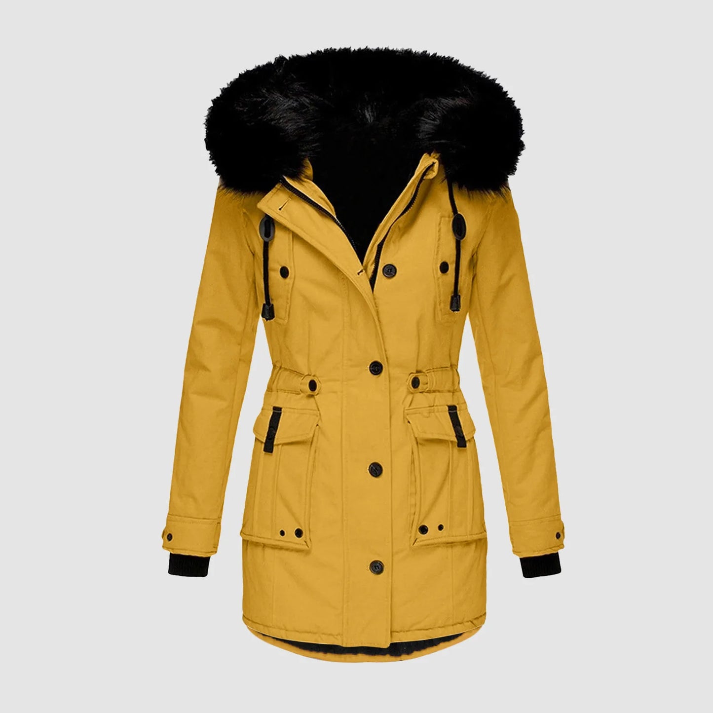 Winter Coats Lapel Collar Long Sleeve Jacket Coats Plus Size Casual Women Jacket Warm Hooded Thick Padded Outerwear Jackets