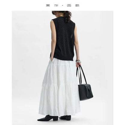 60-Count Pure Ramie Cake Skirt, Mid-Length Beach Vacation Skirt for Women, New Summer 2026 Style