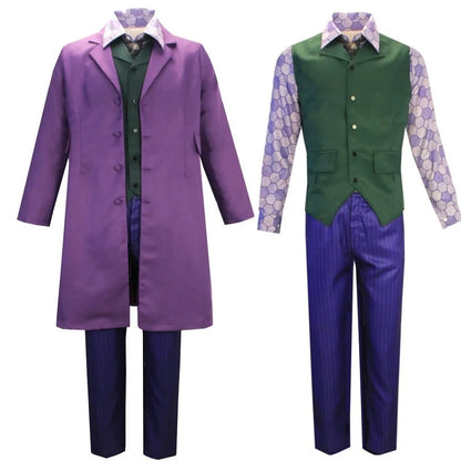 Batman Cosplay Costume Men's Heath Ledger Joker Halloween Version Dark Knight Thriller Outfit Same Style Coat for Party