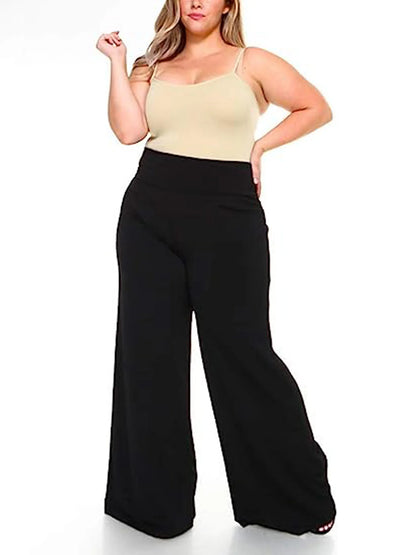 2023 new plus-size women's wear elegant loose style elastic fabric casual pants