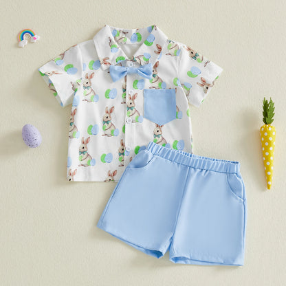 Baby Girls Easter Outfits Pink Floral Bunny Print Ruffle Sleeve Romper with Matching Headband 2 Pcs Set for Toddler