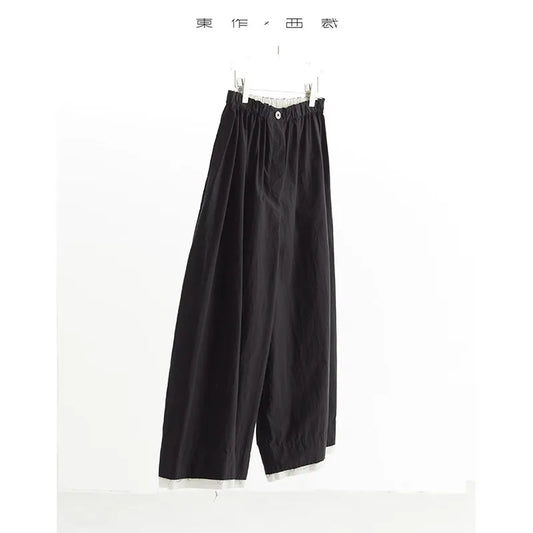 Color-Blocked Wide-Leg Pants, Cropped Pants for Women, Loose Plus-Size Pants, New Arrivals for Spring/Summer 2026
