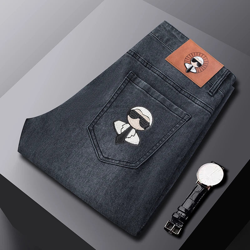 Fashion Men Jeans Stretch Straight Leg Casual Slim Fit Denim Pants Male Brand Luxury Design