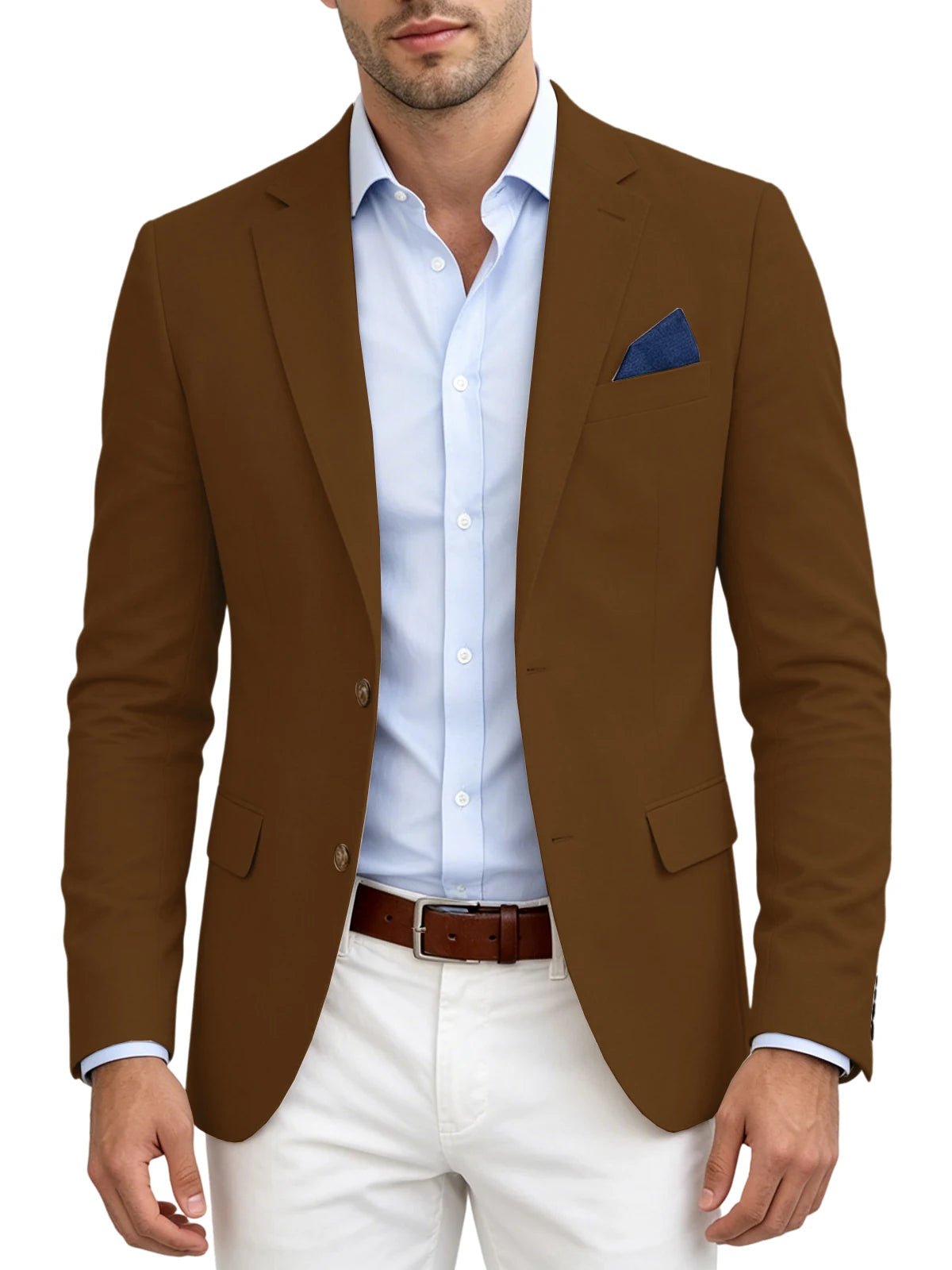 Men's Linen Blend Blazer Notched Lapel Two Button Breathable Suit Jacket For Business Casual Wedding Daily Wear