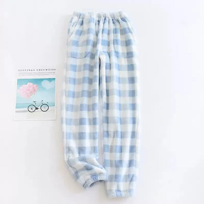 Men Autumn Winter Full Length Pajama Pants Thicken Flannel Sleep Bottom Casual