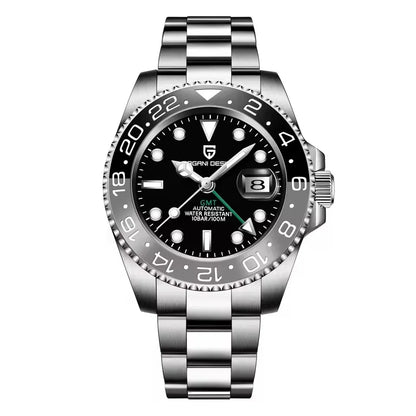 PAGANI DESIGN 40MM Men Mechanical Wristwatch Stainless Steel GMT Watch Top Brand Sapphire Glass Waterproof Automatic Watches Men
