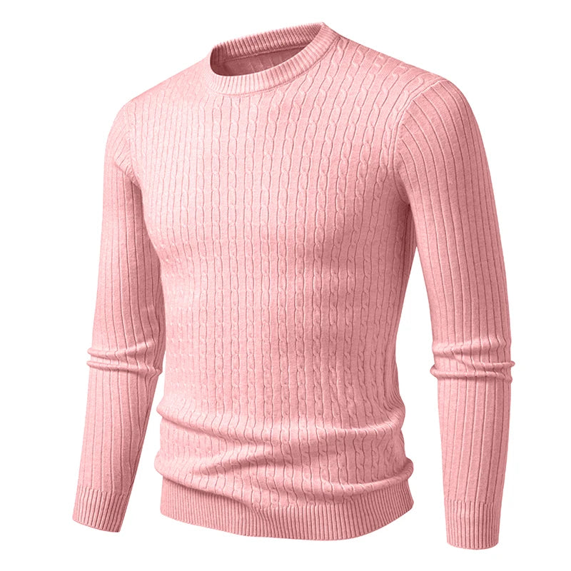 New Men's Crew Neck Sweaters Long Sleeve Lightweight Knit Dress Pullover Sweaters Casual outwear Twist Patterned Cable Sweaters
