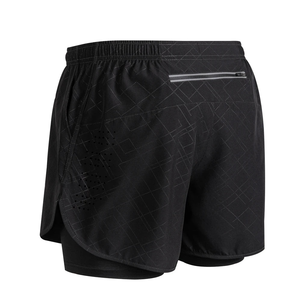 Summer Men's Reflective Running Shorts Fitness Quick Drying Double-Layer Shorts Men's Exercise Training Bodybuilding Shorts