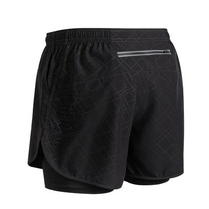 Summer Men's Reflective Running Shorts Fitness Quick Drying Double-Layer Shorts Men's Exercise Training Bodybuilding Shorts