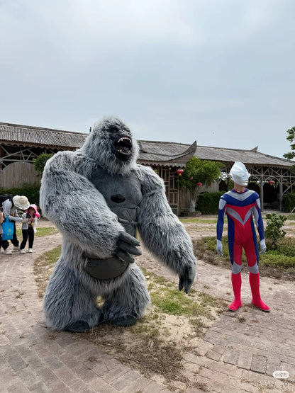 2.6m/3M King Kong Inflatable Costume Mascot With Battery Adult Character Cosplay Animal Birthday Halloween Party Event Plush Set