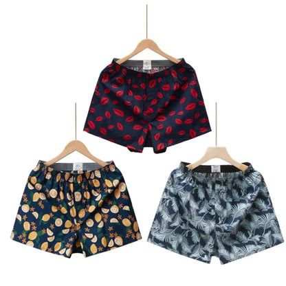 3PCS 100% Cotton Men's Boxer Briefs Men's Sports Shorts Home Comfort Casual Men's Panties Loose Soft Men's Underwear Aro Pants
