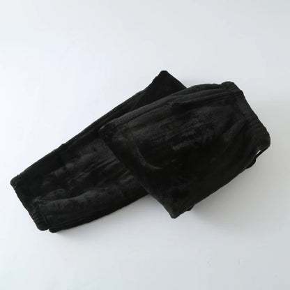 Thickened Flannel Sleep Pants Men's Winter Loose Large Size High Waist Straight Leg Cuffed Fleece Mid-Aged Coral Velvet Home ...