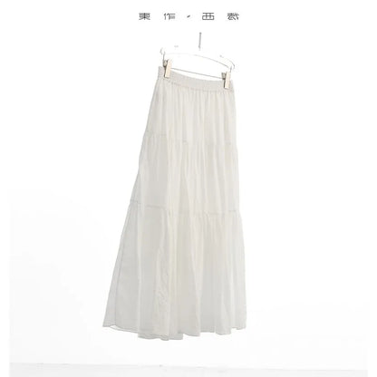 60-Count Pure Ramie Cake Skirt, Mid-Length Beach Vacation Skirt for Women, New Summer 2026 Style