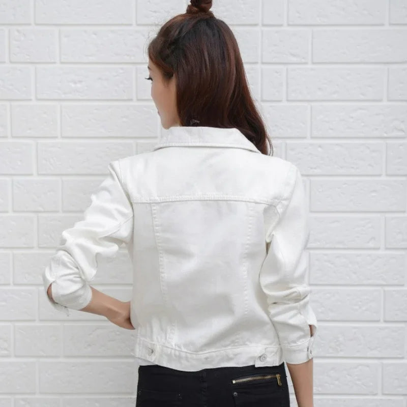 New Women's Denim Jacket Spring and Autumn 2024 Casual Short Denim Jacket Women's Korean Version Solid Color Jacket Clothes