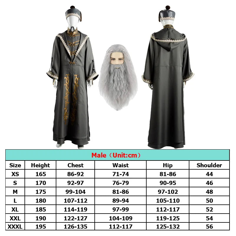Disguise Dumble Cosplay Dore Costume Albus Men Wizard Robe Belt Beard Hat Wig Magic Clothing Set Outfits Halloween Carnival Suit