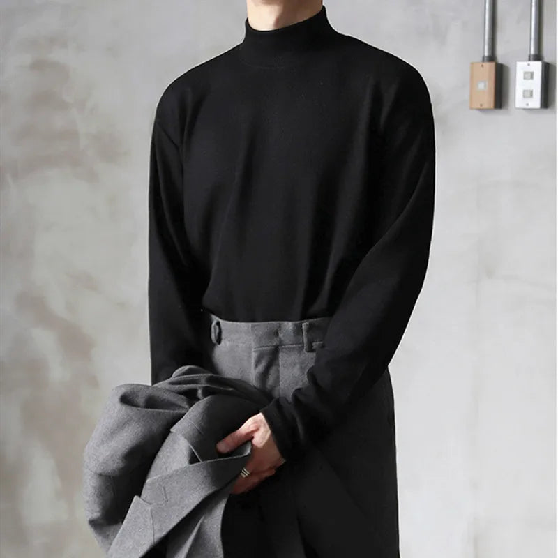 Yasuk Spring Autumn Winter Solid Casual Plush Turtleneck Men's Loose Bottom Double Faced Velvet Sweater Simple Warm BigSize
