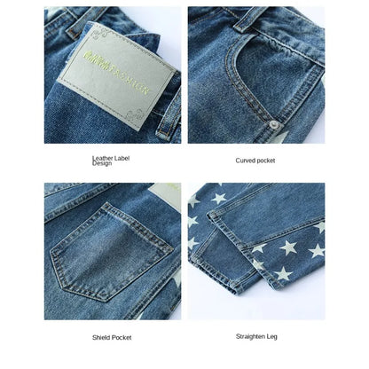Korean Style Women's Loose Elastic Denim Pants Y2K American Retro Early Spring Fashion Wide Leg Jeans for Ladies