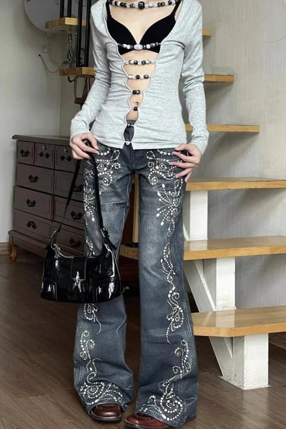 Jeans Women Y2k Pants Vintage Low Rise Bootcut Distressed Denim Trousers  Women  Design  Autumn Winter Fashion