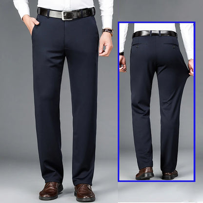 Elastic Men's Suit Pants Thin Straight Leg Pants Wrinkle Resistant Non-ironing Streetwear Men's Pants Business