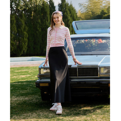 AP 2026 Spring and Summer Women Satin Skirt Solid Color High Quality