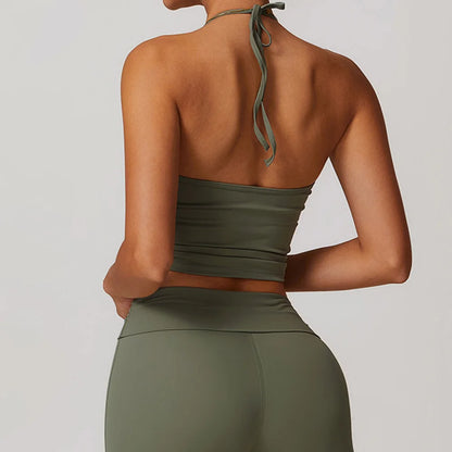 Sports Bra Women Halter Top High Support Push-up Open Back Gym Wear Sexy Fitness Tops Yoga Bra Female Running Workout Underwear