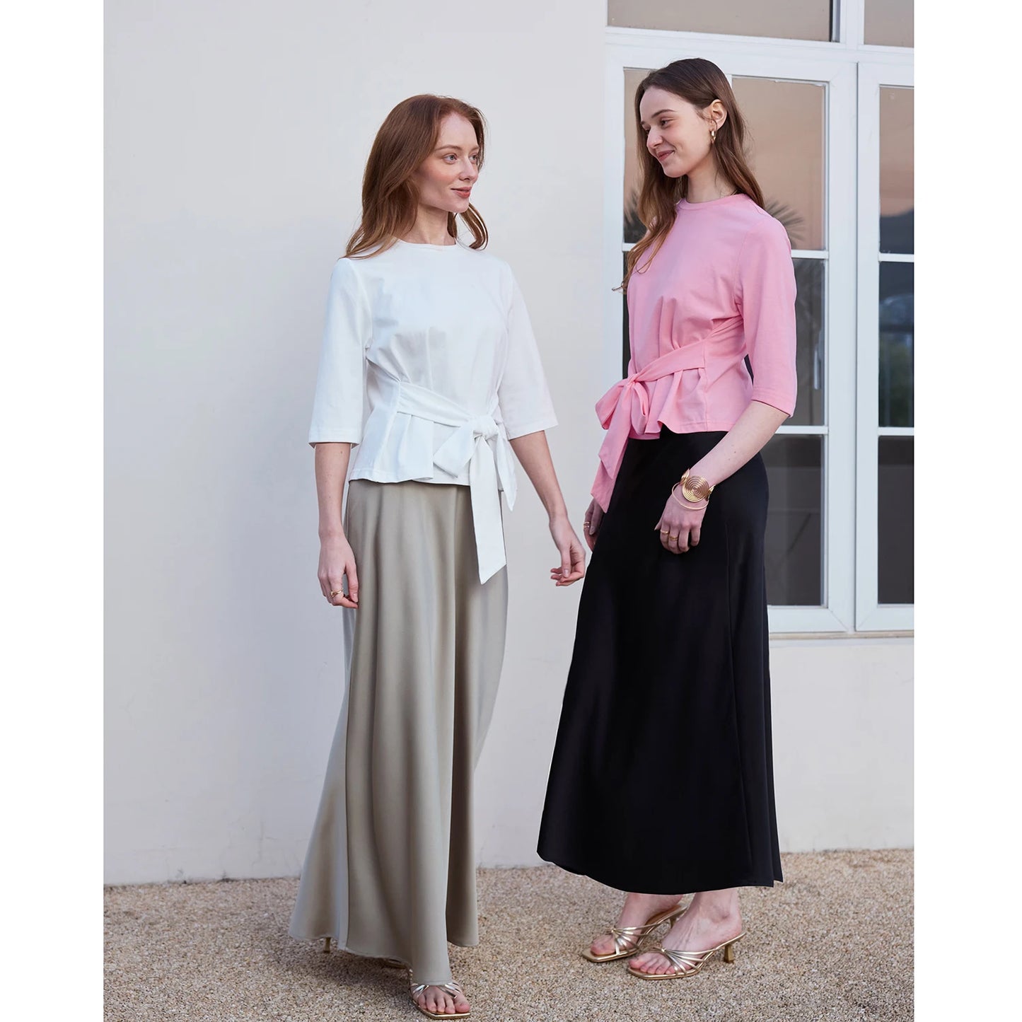 AP 2026 Spring and Summer Women Satin Skirt Solid Color High Quality