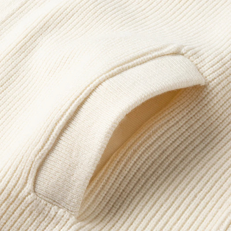 Affordable Luxury Men Long-Sleeved Sweater Jacket Round Neck Real Pocket Single-Breasted Knitwear Classic Trend Men's Clothing