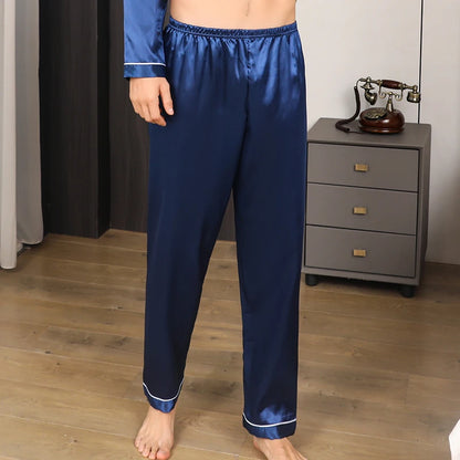 Men's Ice Silk Sleeping Pants Summer Large Casual Solid Color